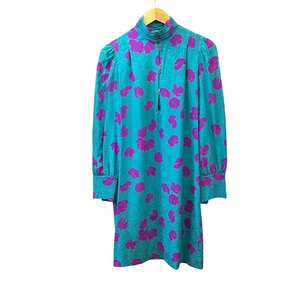 Vintage 80's Adrianna Papell Silk Mini Dress 80s Retro Maximalist Jewel Tone
